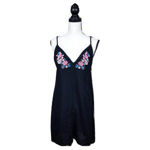 Miken Small Black Floral Embroidery Swim Cover Up